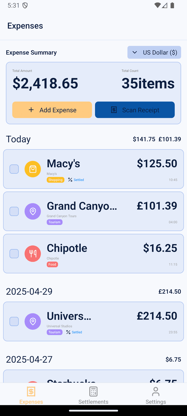 TripSplit App Screenshot